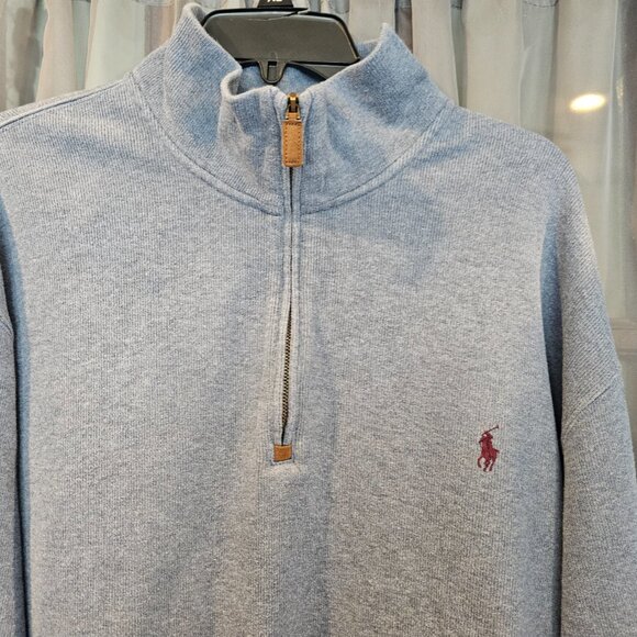 Polo Ralph Lauren Men's Blue Long Sleeve 1/4 Zip Pullover Sweater (L Tall) - Picture 10 of 13